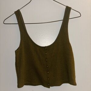 Olive Green Button-Front Women's Tank Top